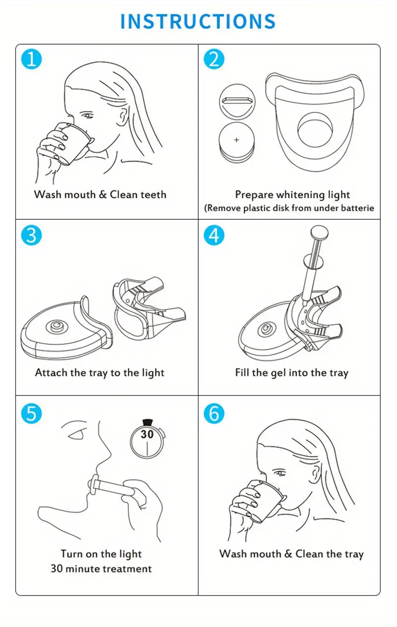 Teeth Whitening Kit with LED Light and Gel (4pcs)
